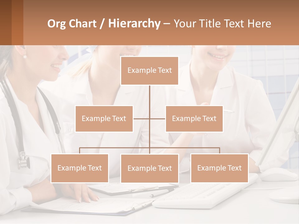 Three Women In White Lab Coats Are Looking At A Computer Screen PowerPoint Template