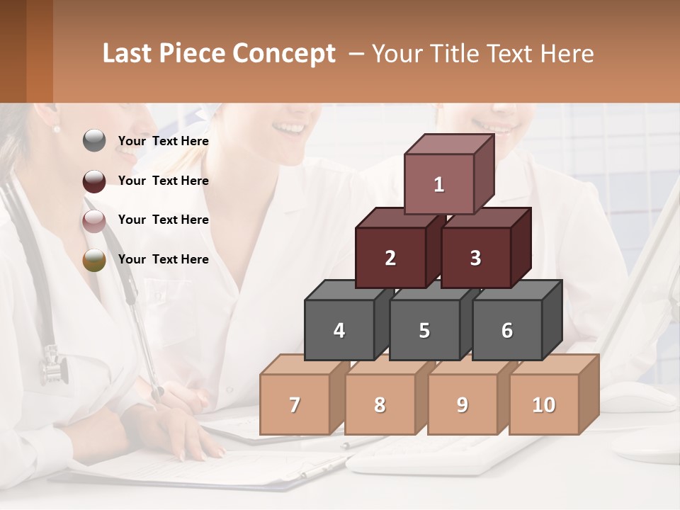 Three Women In White Lab Coats Are Looking At A Computer Screen PowerPoint Template