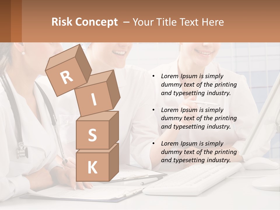 Three Women In White Lab Coats Are Looking At A Computer Screen PowerPoint Template