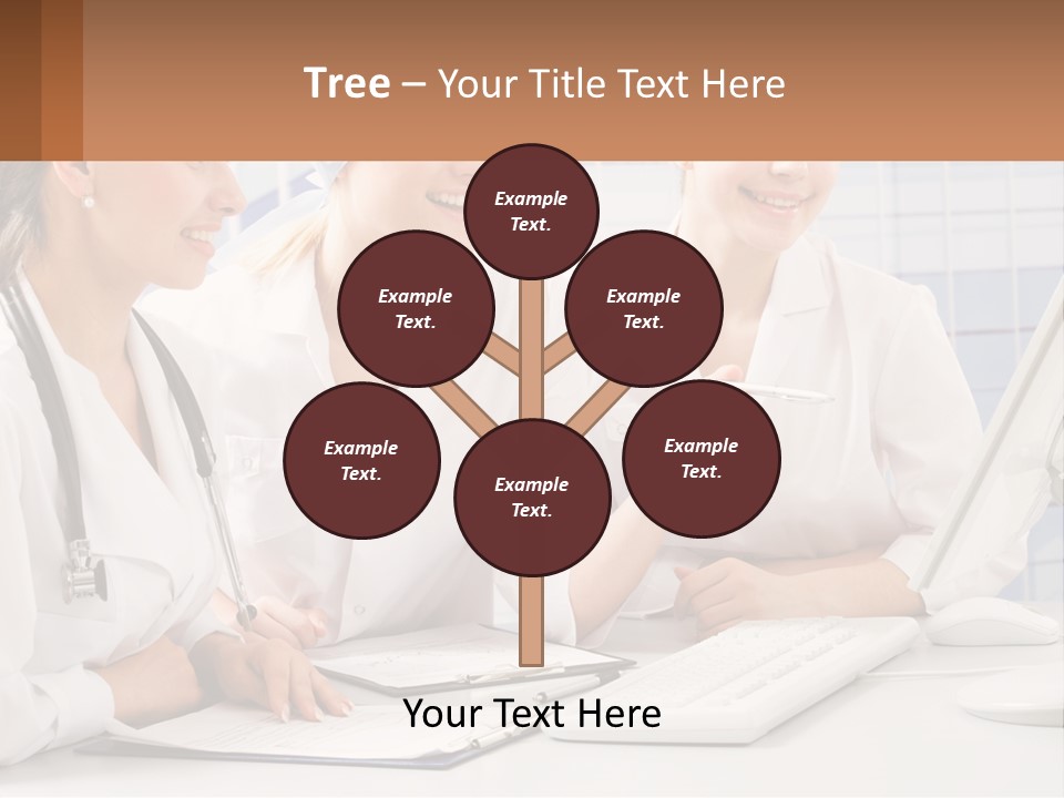 Three Women In White Lab Coats Are Looking At A Computer Screen PowerPoint Template