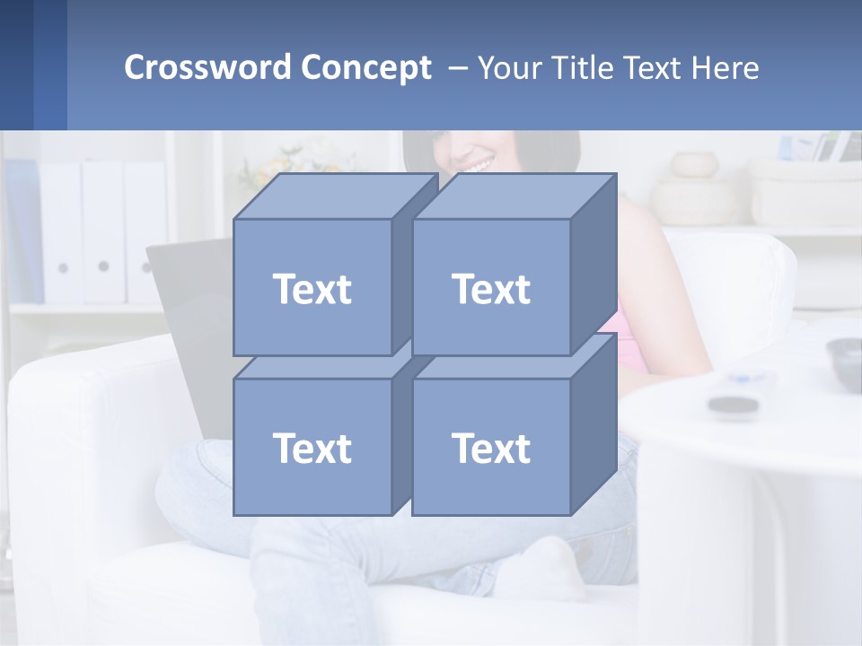 A Woman Sitting On A Couch Holding A Credit Card And A Laptop PowerPoint Template