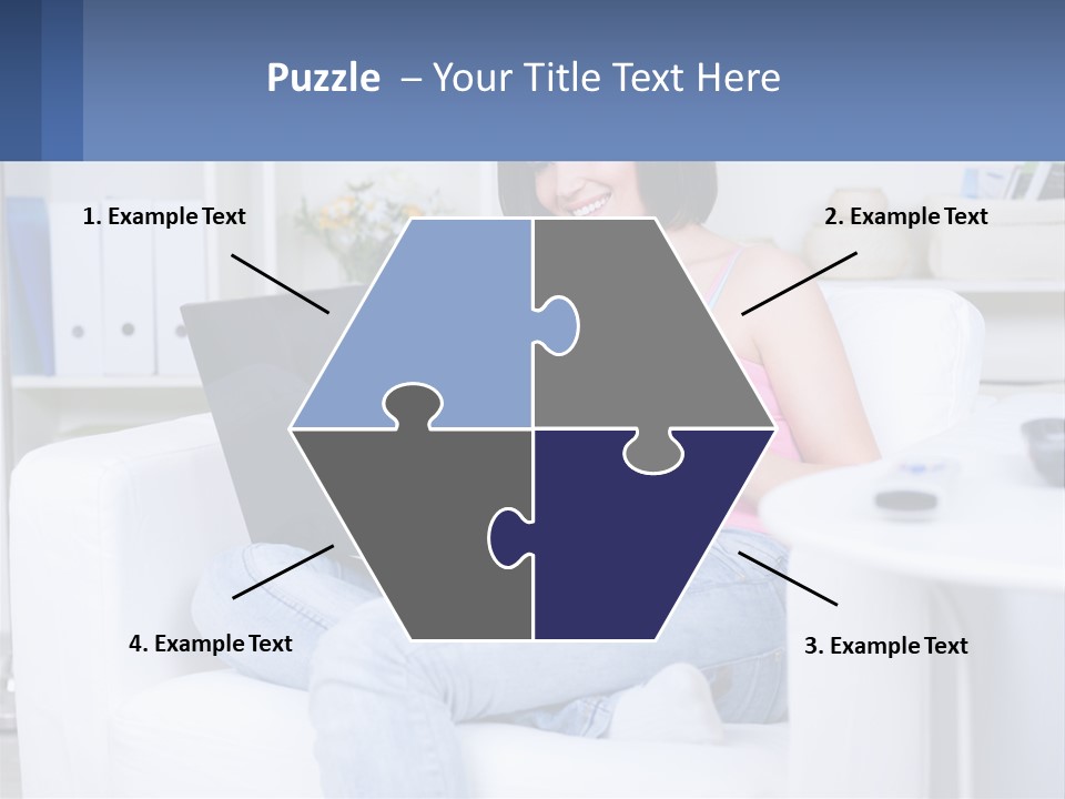 A Woman Sitting On A Couch Holding A Credit Card And A Laptop PowerPoint Template