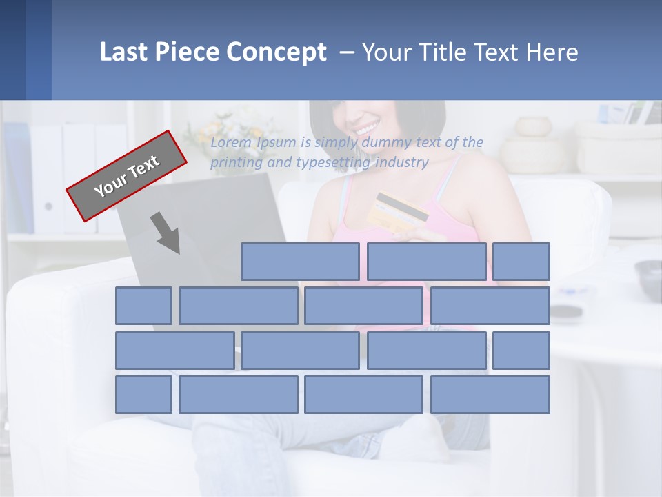 A Woman Sitting On A Couch Holding A Credit Card And A Laptop PowerPoint Template