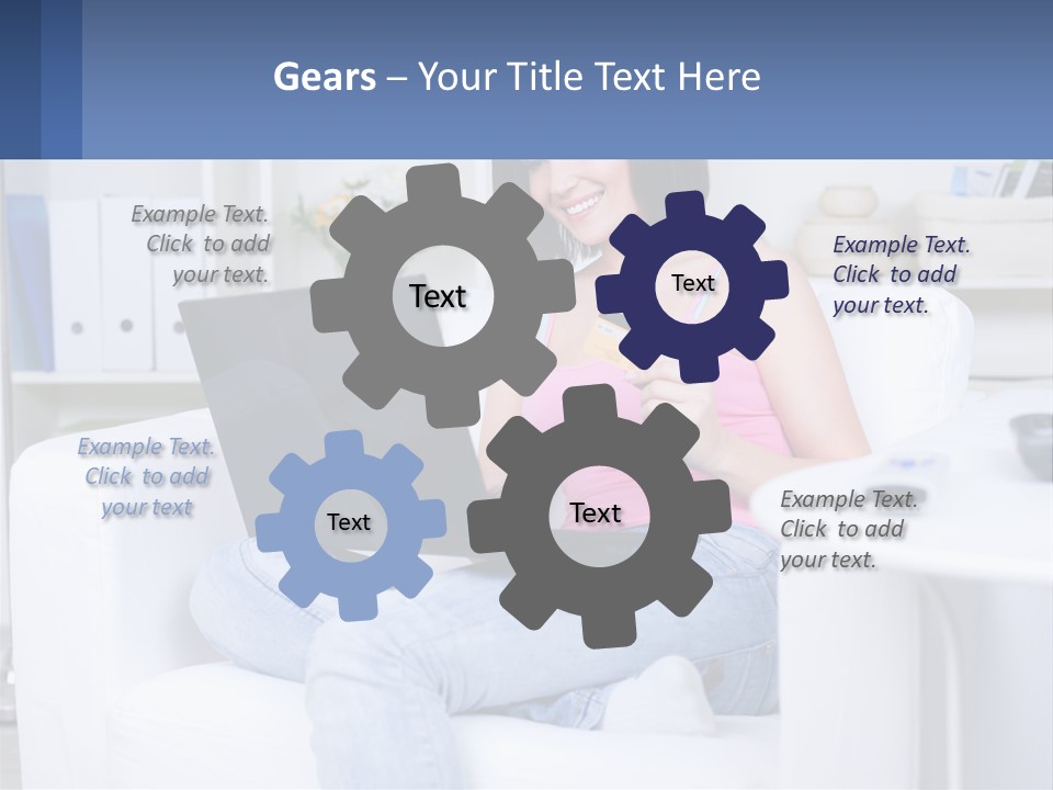 A Woman Sitting On A Couch Holding A Credit Card And A Laptop PowerPoint Template