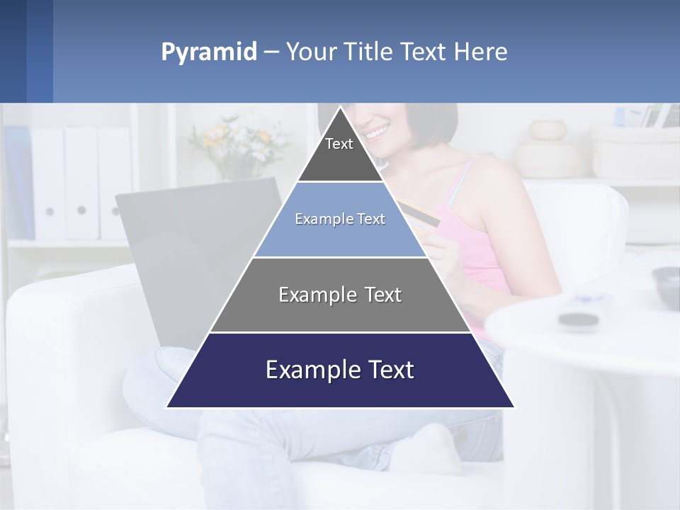 A Woman Sitting On A Couch Holding A Credit Card And A Laptop PowerPoint Template