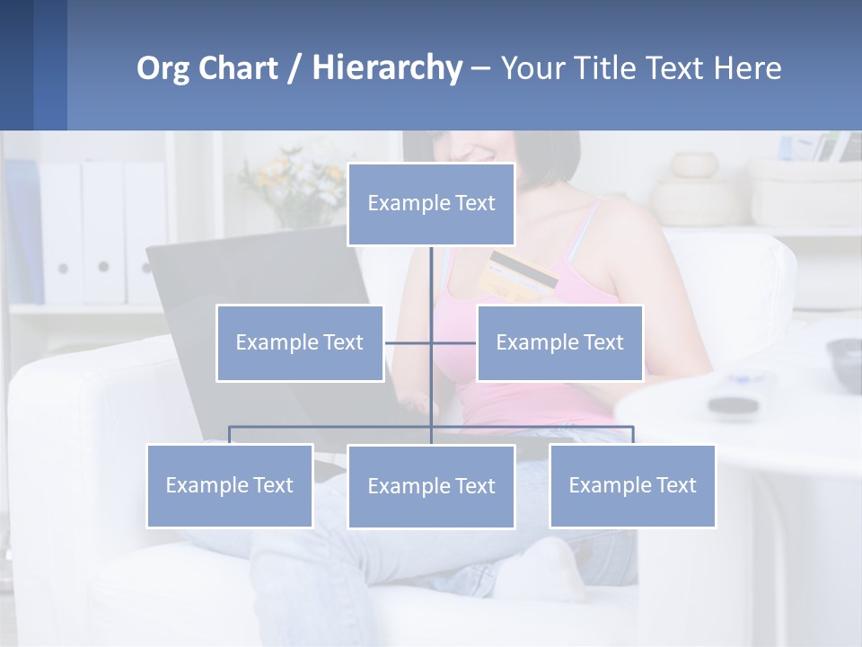 A Woman Sitting On A Couch Holding A Credit Card And A Laptop PowerPoint Template