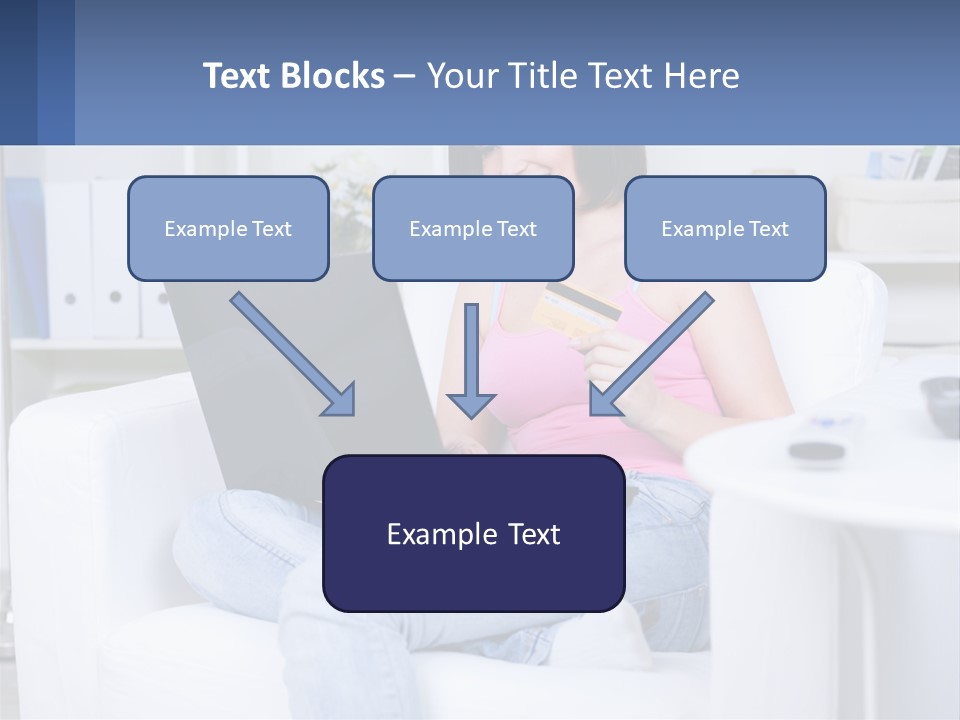 A Woman Sitting On A Couch Holding A Credit Card And A Laptop PowerPoint Template