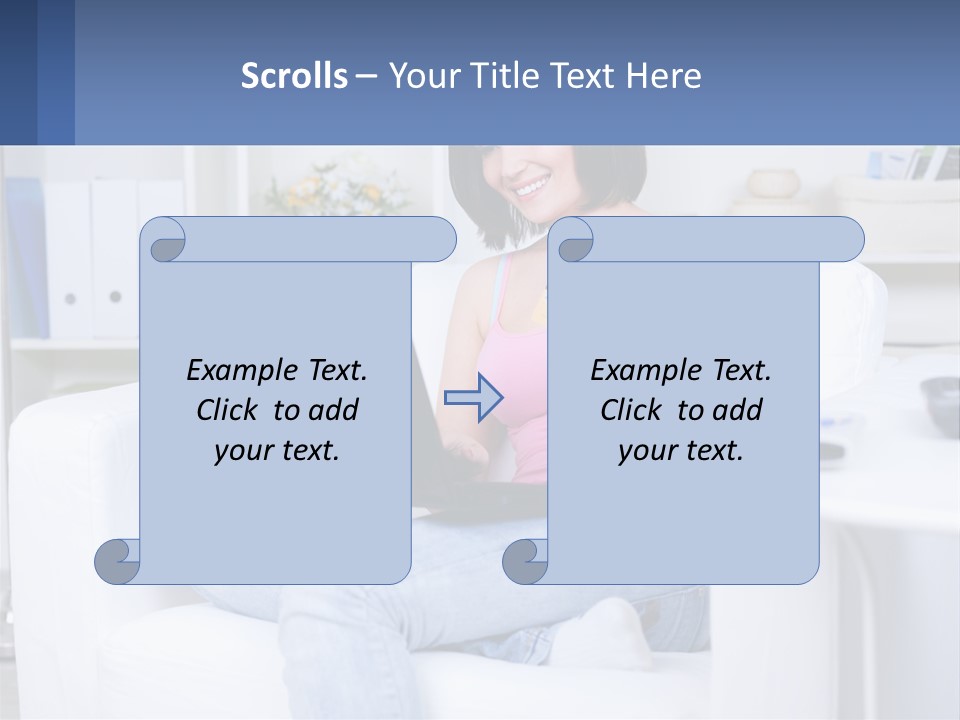 A Woman Sitting On A Couch Holding A Credit Card And A Laptop PowerPoint Template