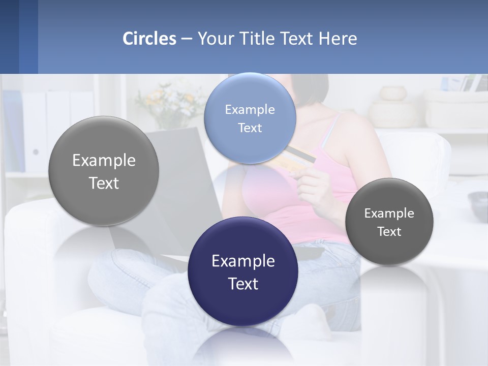 A Woman Sitting On A Couch Holding A Credit Card And A Laptop PowerPoint Template