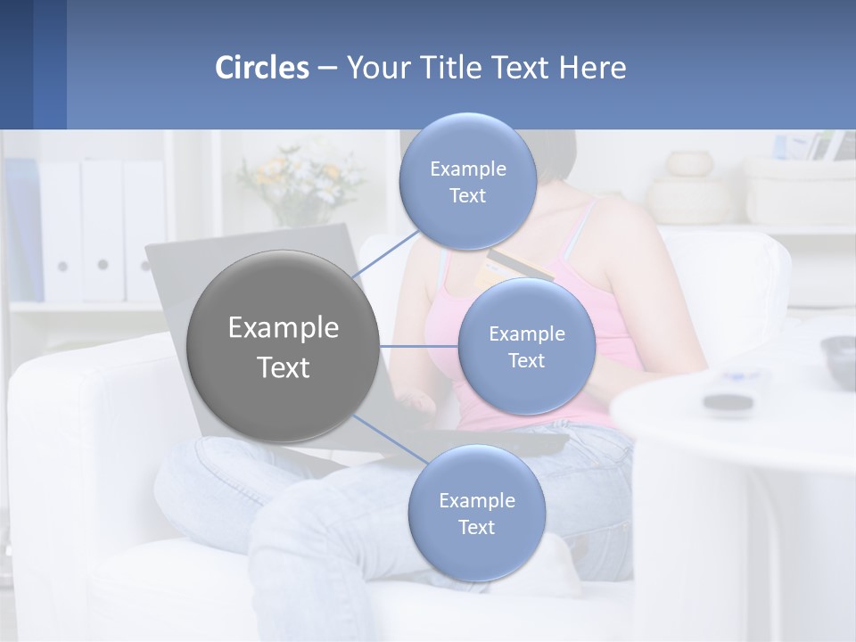 A Woman Sitting On A Couch Holding A Credit Card And A Laptop PowerPoint Template