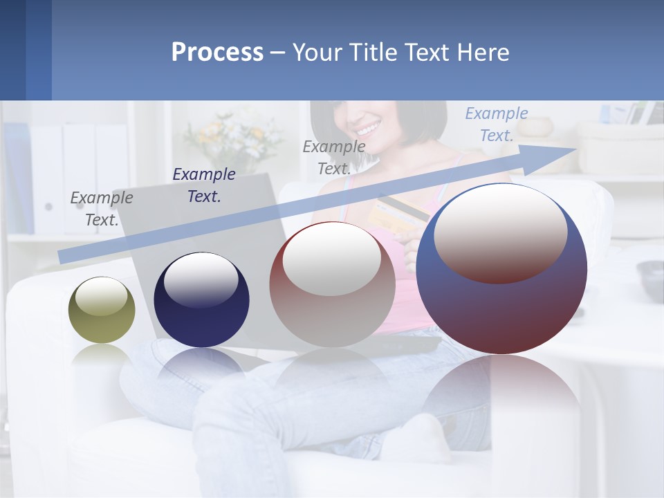 A Woman Sitting On A Couch Holding A Credit Card And A Laptop PowerPoint Template