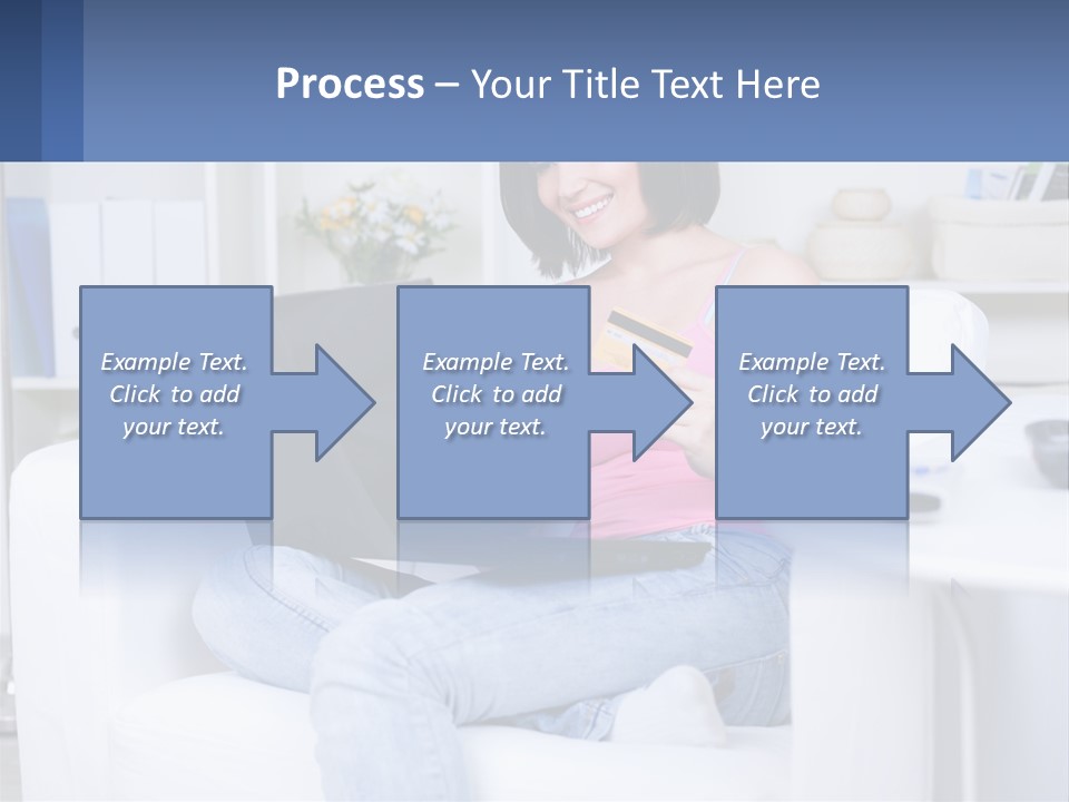 A Woman Sitting On A Couch Holding A Credit Card And A Laptop PowerPoint Template