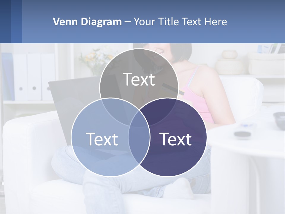 A Woman Sitting On A Couch Holding A Credit Card And A Laptop PowerPoint Template