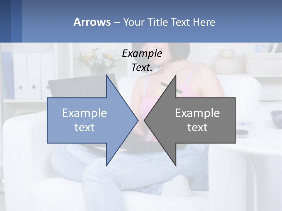 A Woman Sitting On A Couch Holding A Credit Card And A Laptop PowerPoint Template