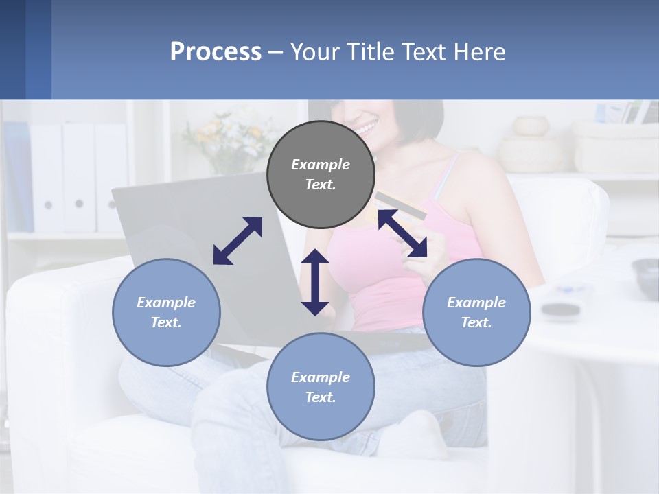 A Woman Sitting On A Couch Holding A Credit Card And A Laptop PowerPoint Template