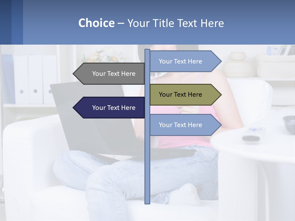 A Woman Sitting On A Couch Holding A Credit Card And A Laptop PowerPoint Template