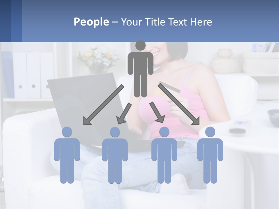 A Woman Sitting On A Couch Holding A Credit Card And A Laptop PowerPoint Template