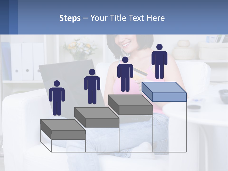 A Woman Sitting On A Couch Holding A Credit Card And A Laptop PowerPoint Template