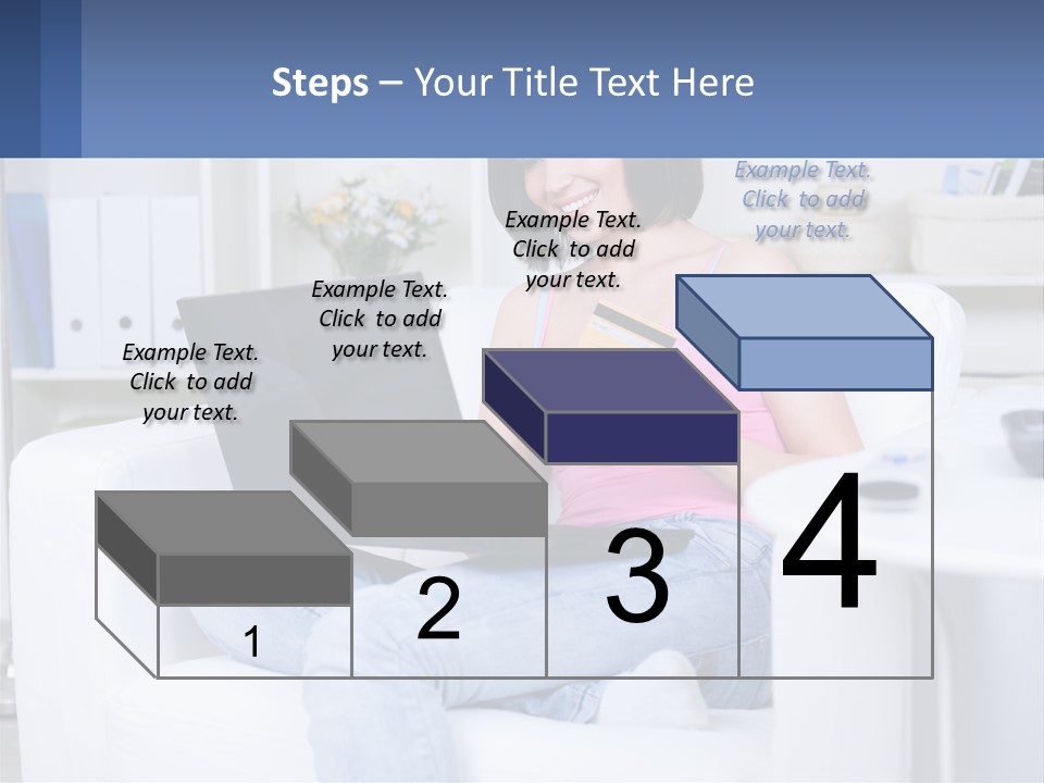 A Woman Sitting On A Couch Holding A Credit Card And A Laptop PowerPoint Template