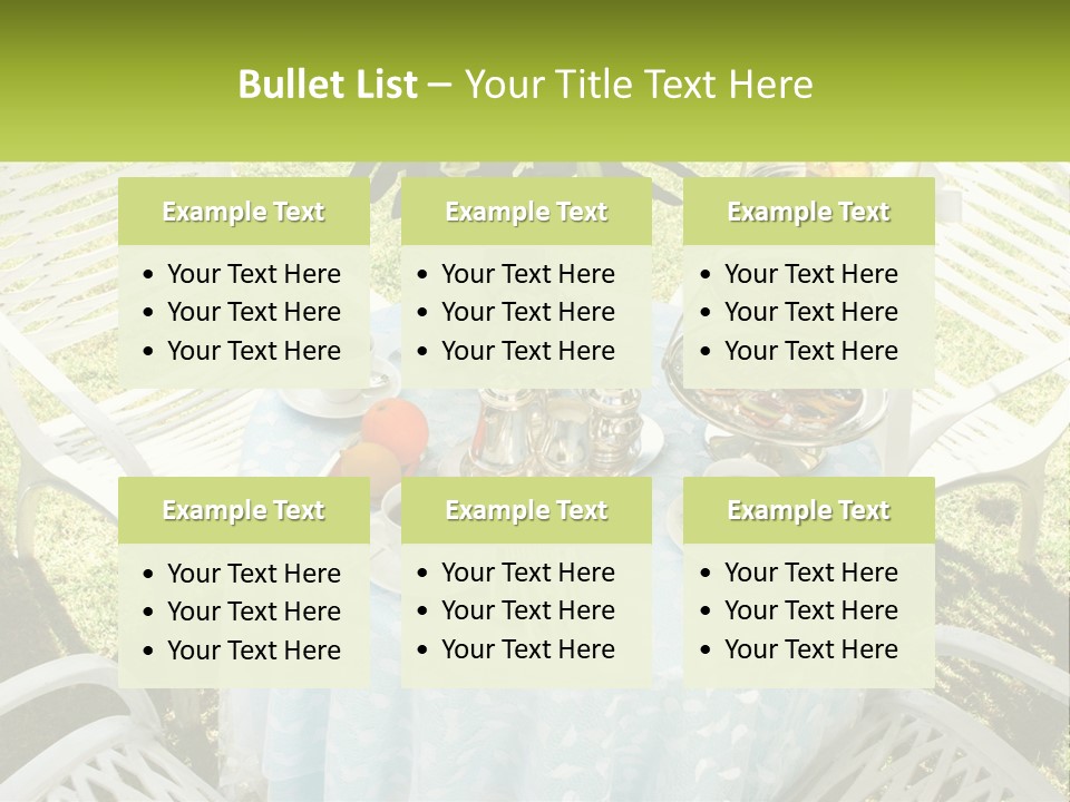 A Table Topped With Plates Of Food And Cups Of Coffee PowerPoint Template