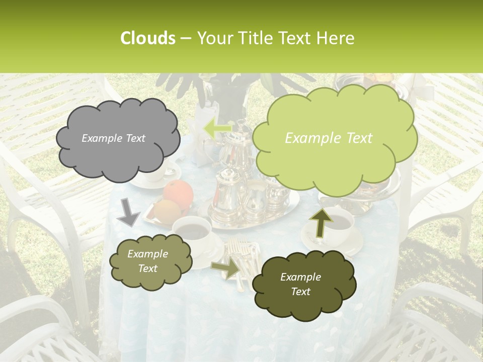 A Table Topped With Plates Of Food And Cups Of Coffee PowerPoint Template