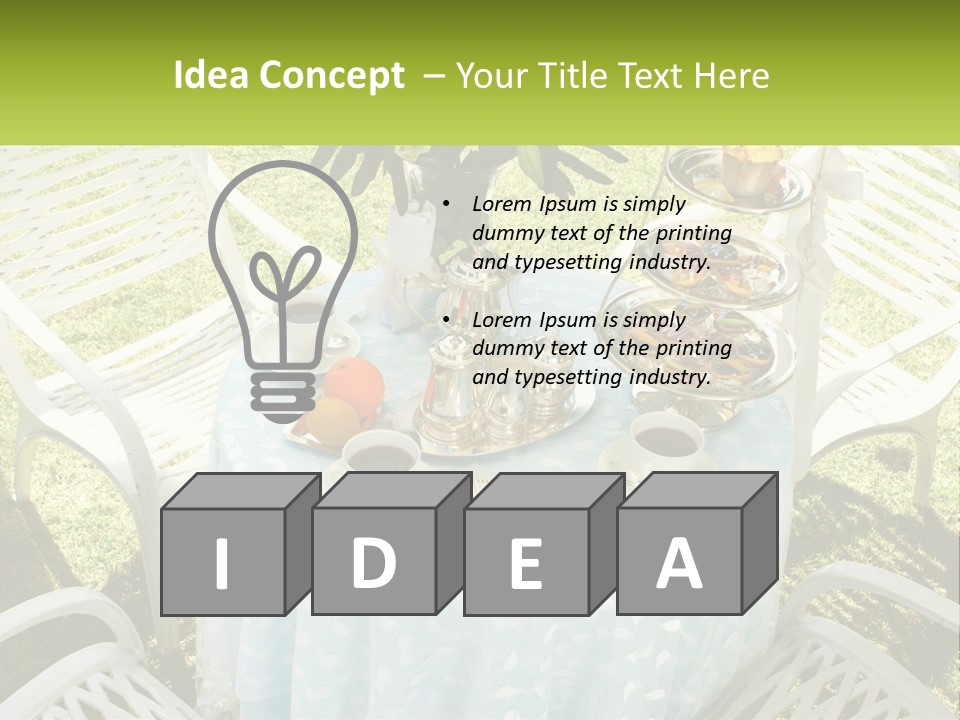 A Table Topped With Plates Of Food And Cups Of Coffee PowerPoint Template