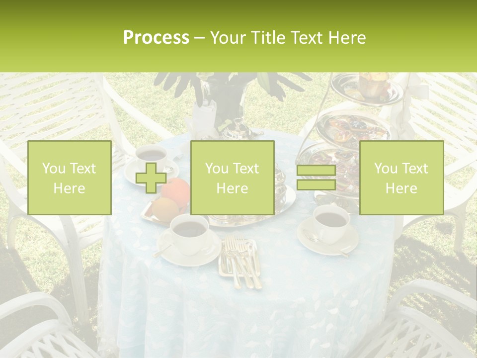 A Table Topped With Plates Of Food And Cups Of Coffee PowerPoint Template