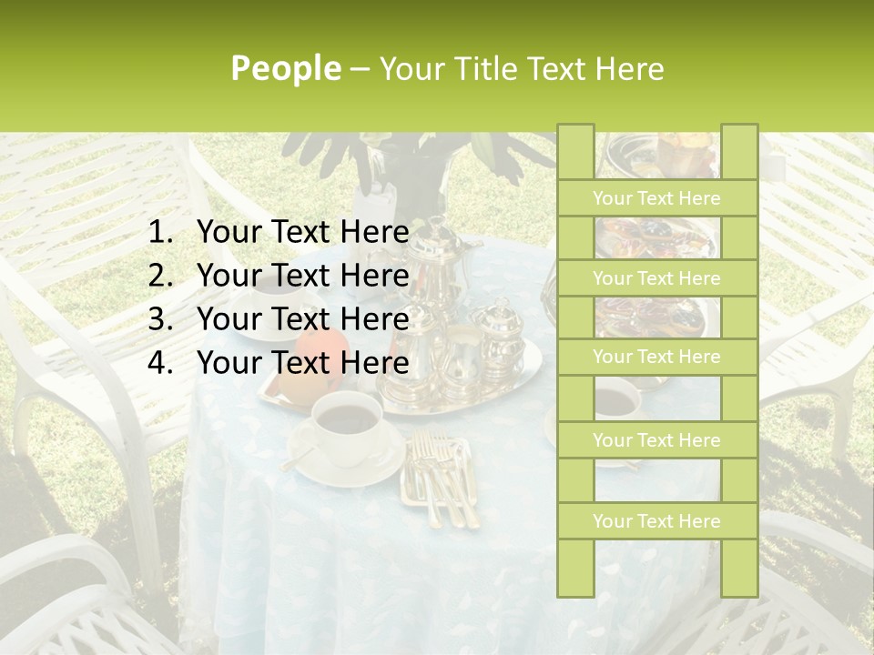A Table Topped With Plates Of Food And Cups Of Coffee PowerPoint Template