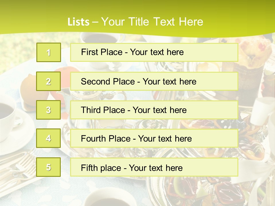 A Table Topped With Cups Of Coffee And Pastries PowerPoint Template