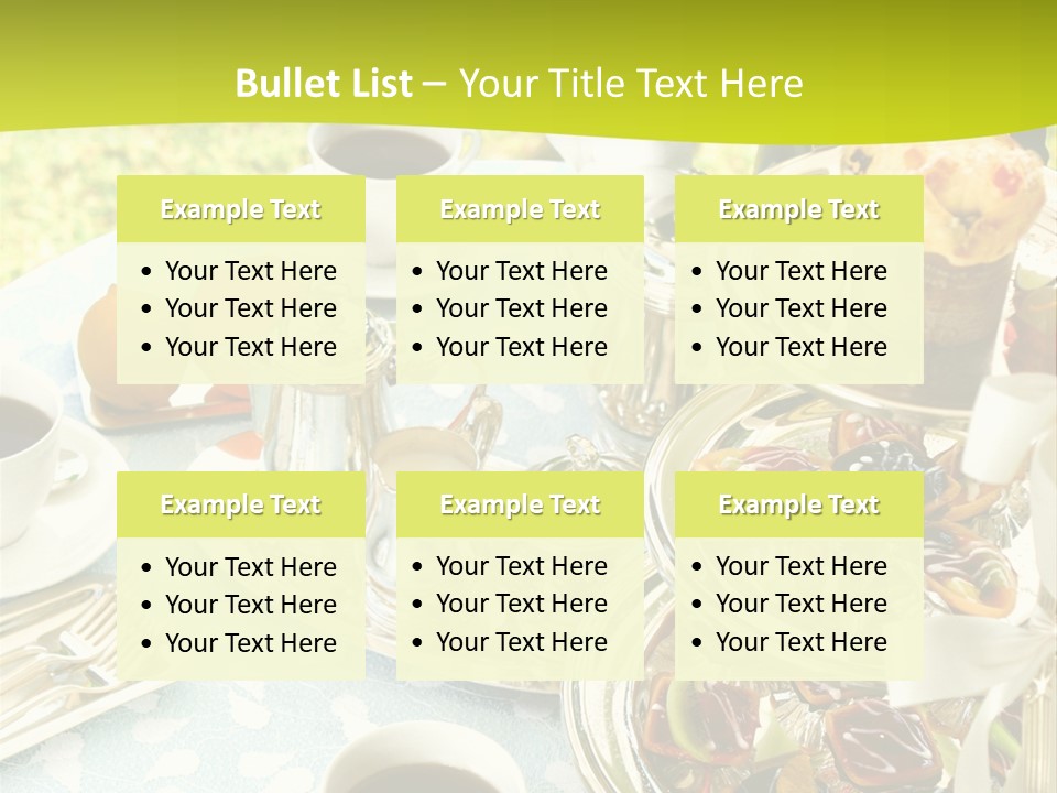 A Table Topped With Cups Of Coffee And Pastries PowerPoint Template