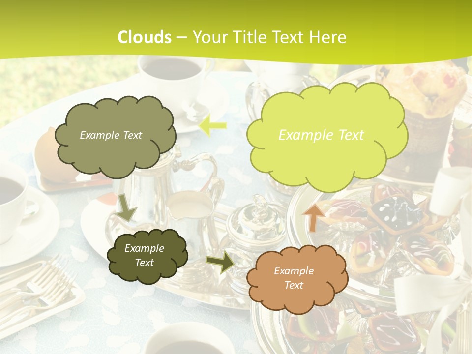 A Table Topped With Cups Of Coffee And Pastries PowerPoint Template