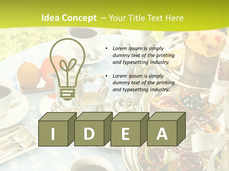 A Table Topped With Cups Of Coffee And Pastries PowerPoint Template