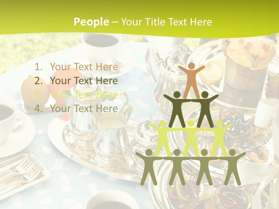 A Table Topped With Cups Of Coffee And Pastries PowerPoint Template