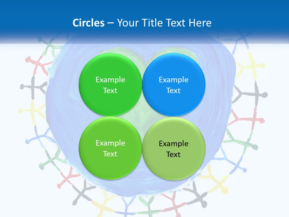 A Green Heart On A Blue Circle With People Around It PowerPoint Template