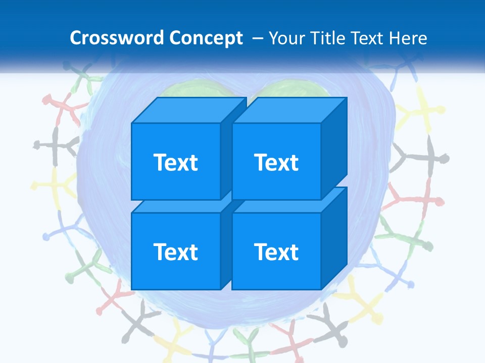 A Green Heart On A Blue Circle With People Around It PowerPoint Template