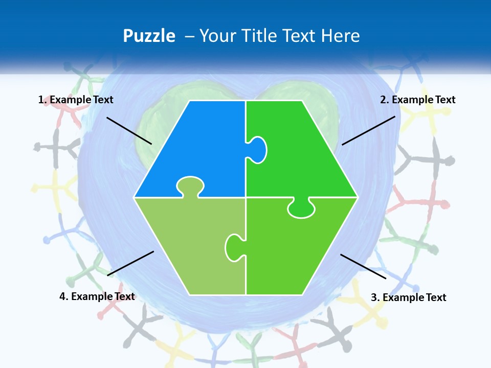 A Green Heart On A Blue Circle With People Around It PowerPoint Template