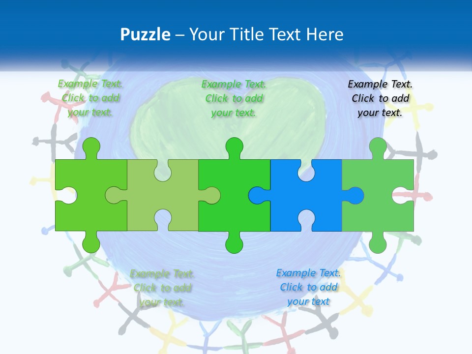 A Green Heart On A Blue Circle With People Around It PowerPoint Template