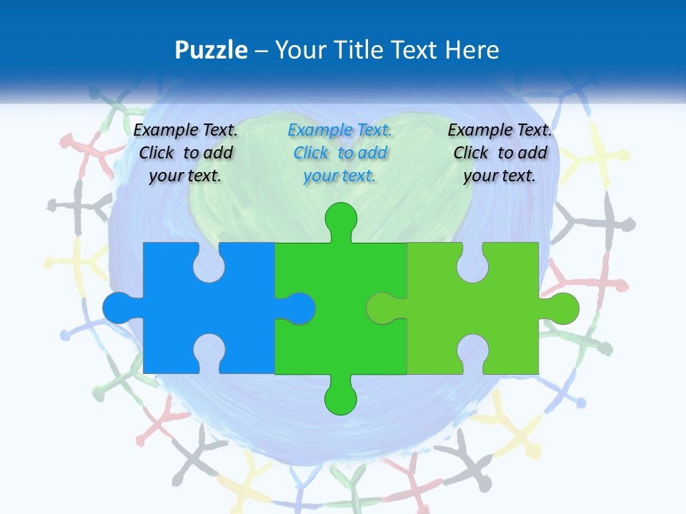 A Green Heart On A Blue Circle With People Around It PowerPoint Template