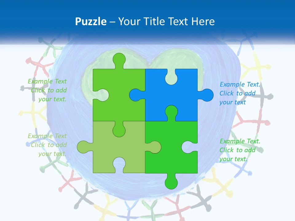 A Green Heart On A Blue Circle With People Around It PowerPoint Template