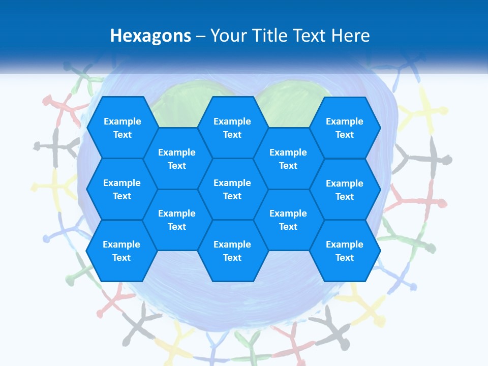 A Green Heart On A Blue Circle With People Around It PowerPoint Template