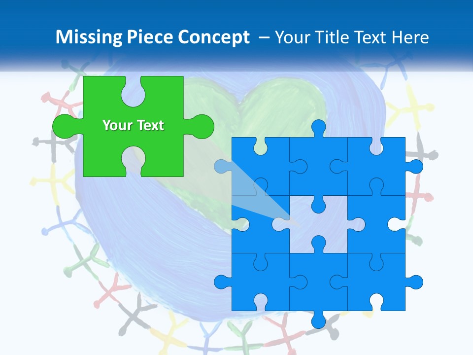 A Green Heart On A Blue Circle With People Around It PowerPoint Template