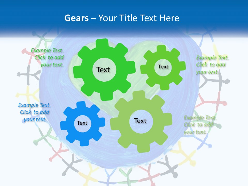 A Green Heart On A Blue Circle With People Around It PowerPoint Template