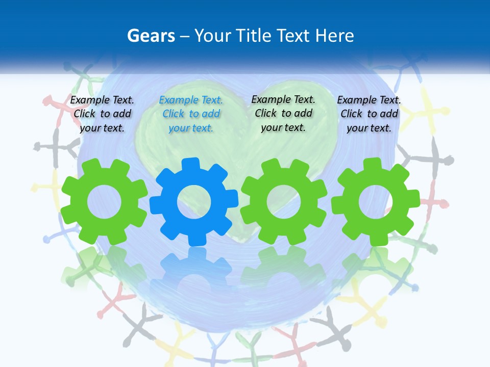 A Green Heart On A Blue Circle With People Around It PowerPoint Template