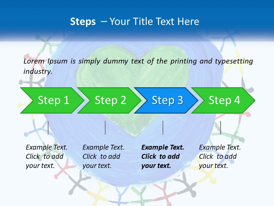 A Green Heart On A Blue Circle With People Around It PowerPoint Template
