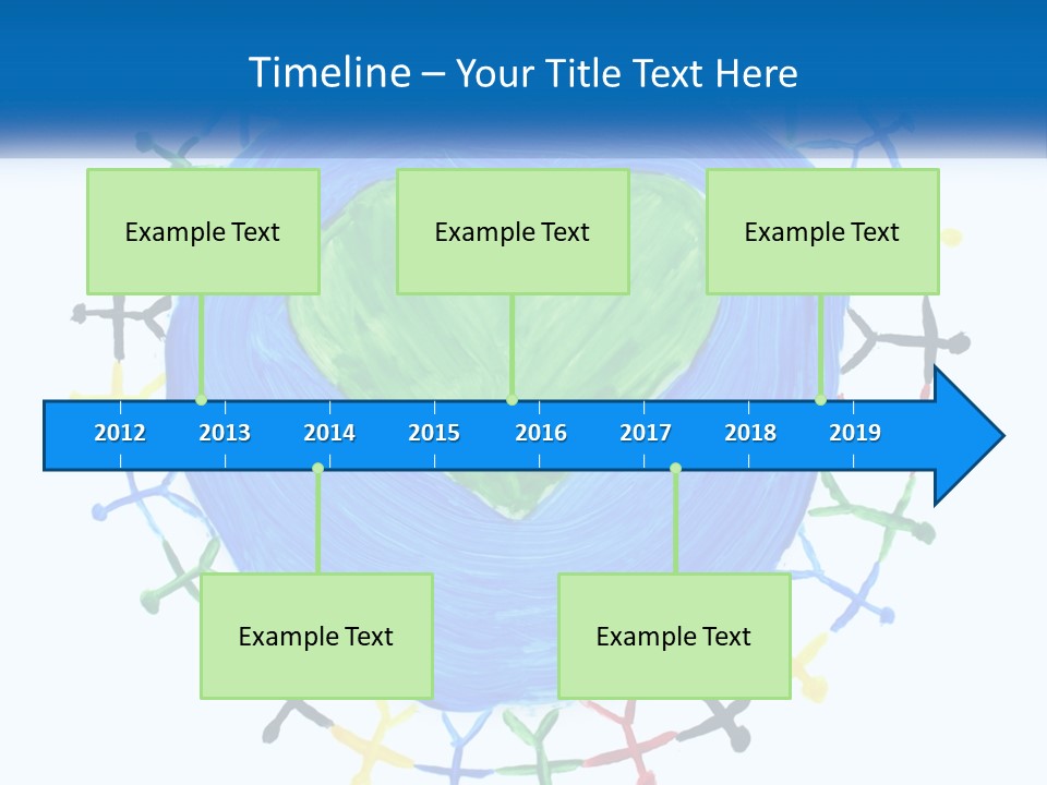 A Green Heart On A Blue Circle With People Around It PowerPoint Template