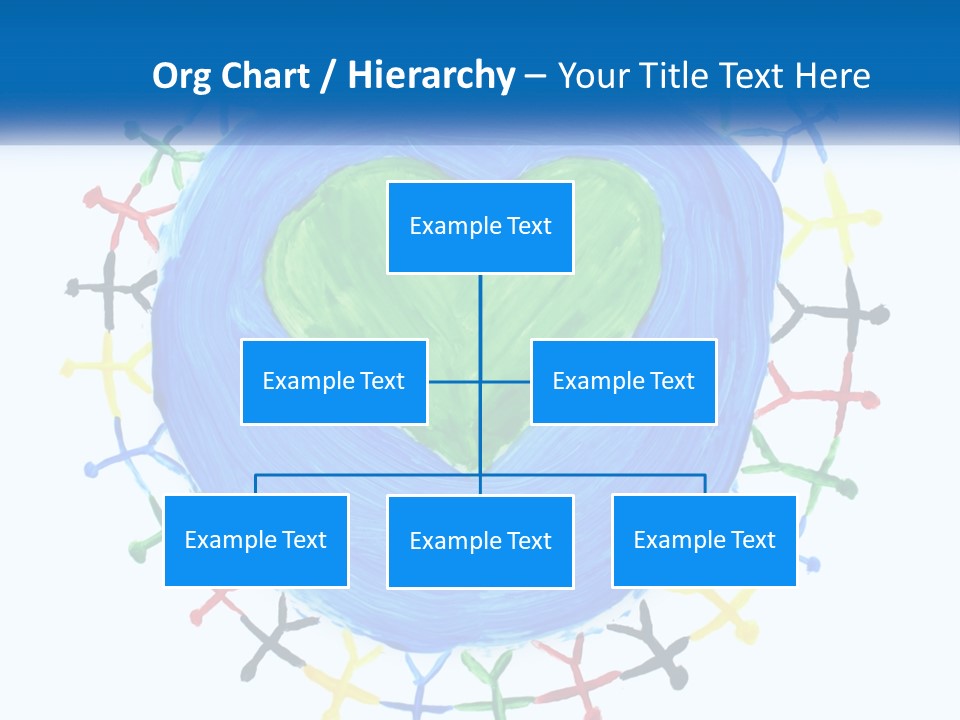 A Green Heart On A Blue Circle With People Around It PowerPoint Template