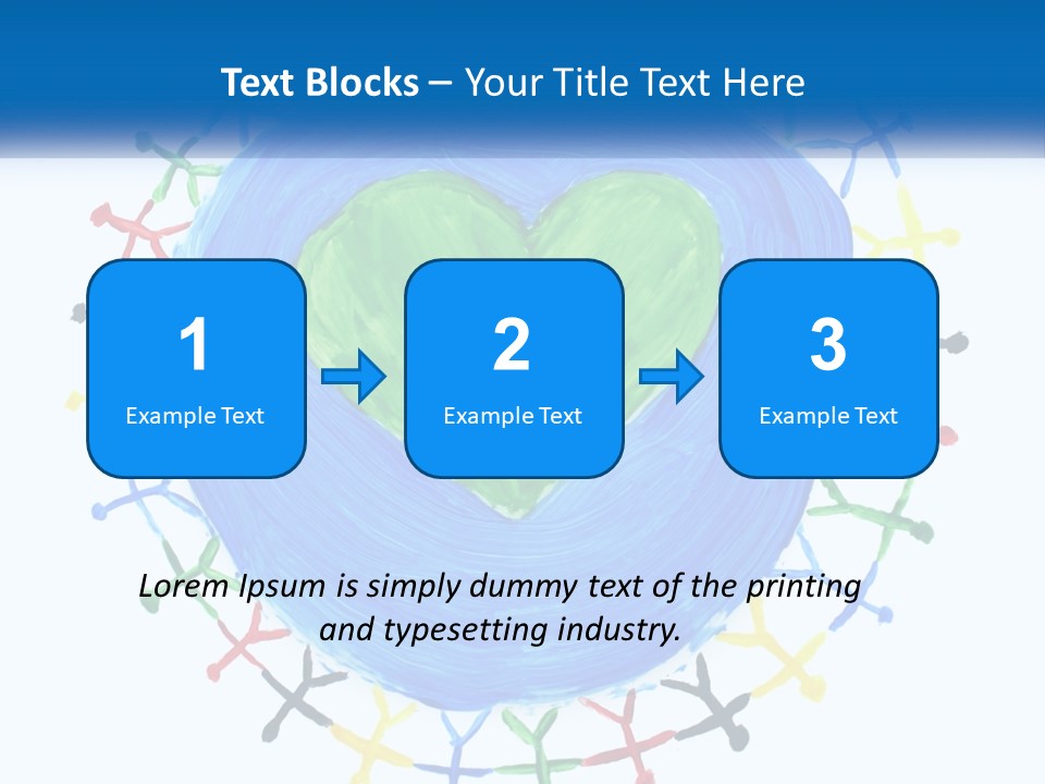 A Green Heart On A Blue Circle With People Around It PowerPoint Template