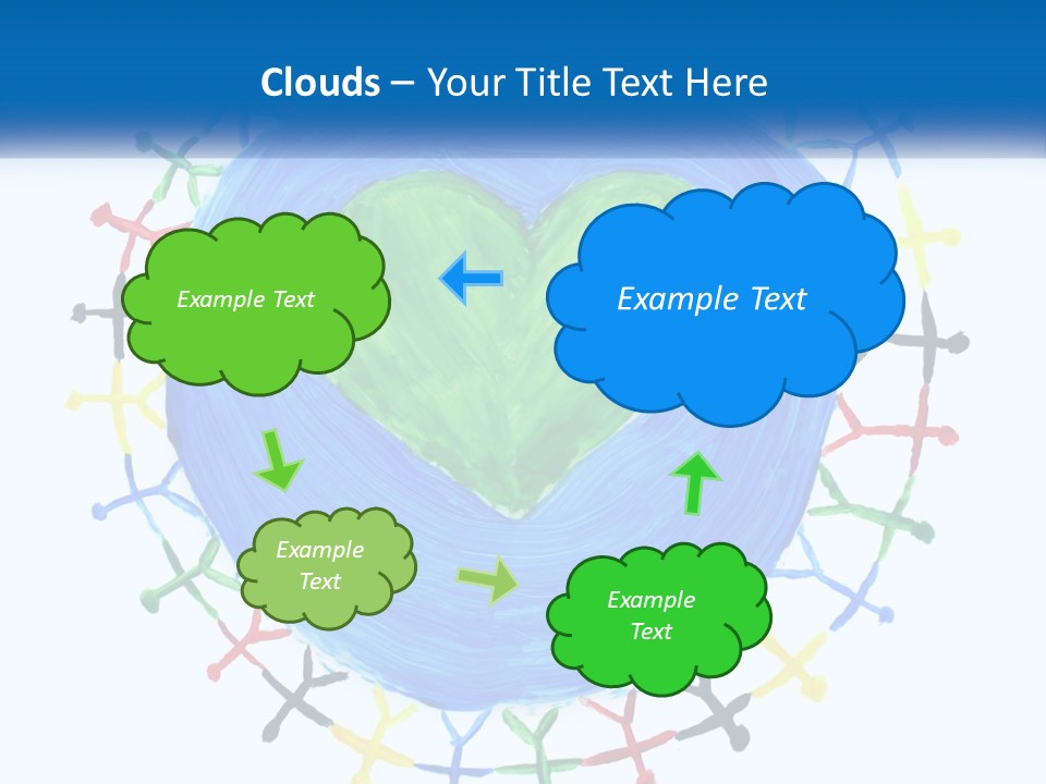 A Green Heart On A Blue Circle With People Around It PowerPoint Template