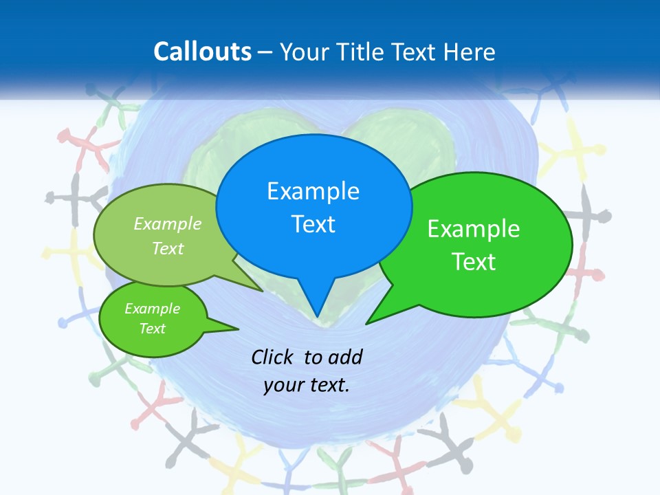 A Green Heart On A Blue Circle With People Around It PowerPoint Template
