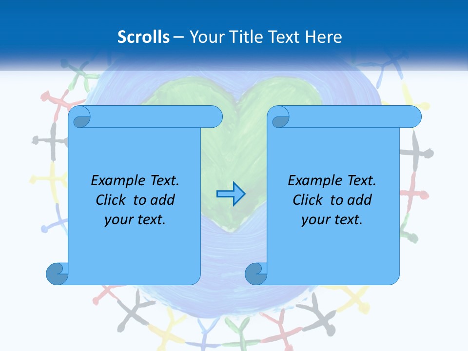 A Green Heart On A Blue Circle With People Around It PowerPoint Template